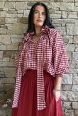 Nonni Gingham Poet Blouse Sangria